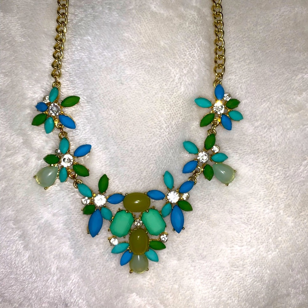 Beautiful Blue and Green Floral Necklace